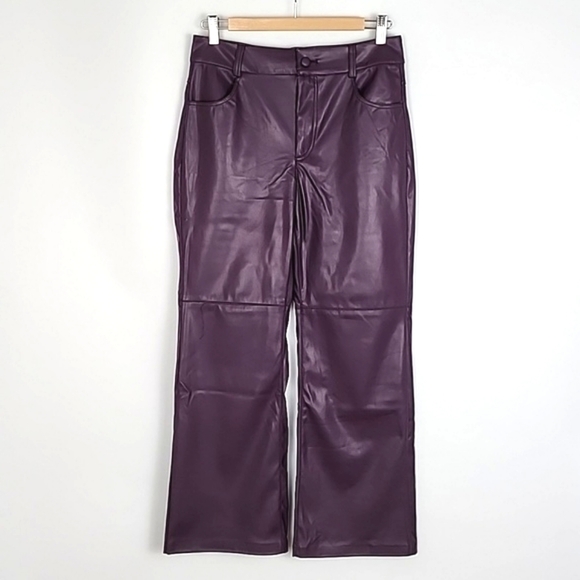Badgley Mischka Women's Stretch Vegan Leather 5 Pocket Augergine Purple Sz Small - Picture 1 of 15